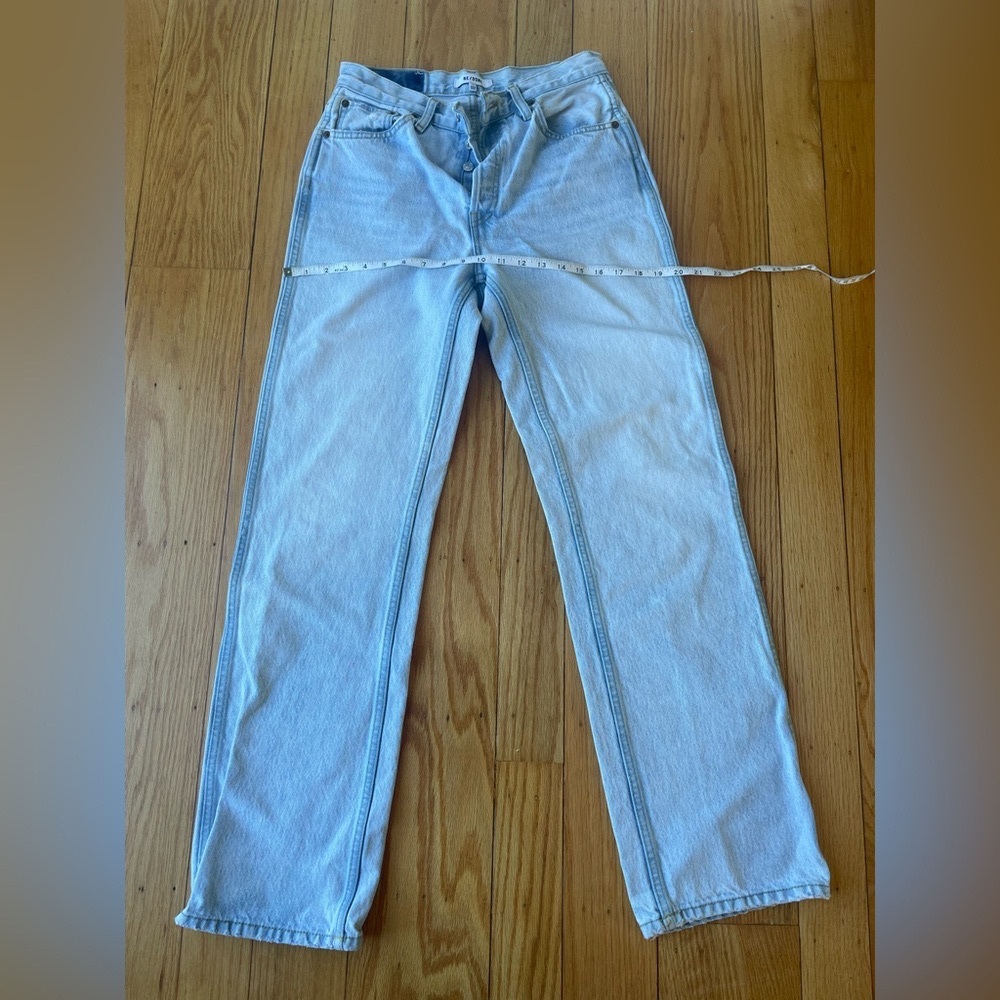 RE/DONE Light wash jeans.